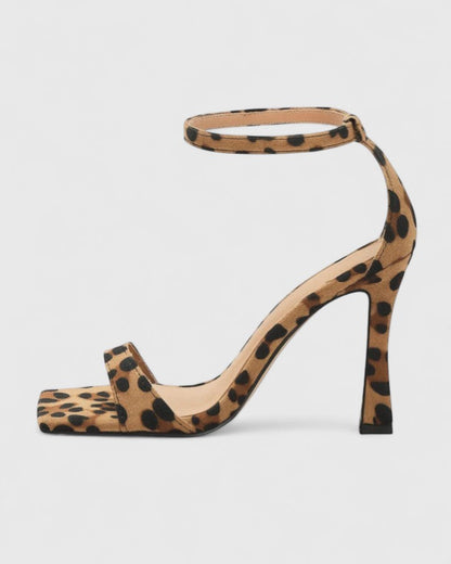 Comfortable Leopard Heels for Women with Ankle Strap Style