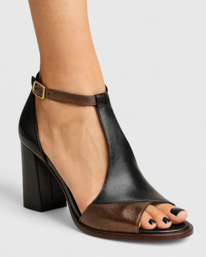 Comfortable Black Heels for Women with Ankle Strap Block Heel Style
