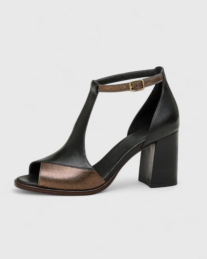 Comfortable Black Heels for Women with T Strap Block Heel Breathable Style