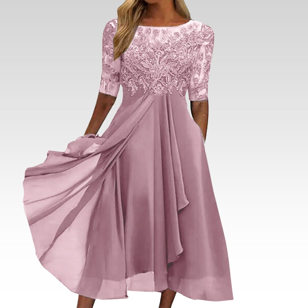 Elegant Flowy Evening Dress for Women Formal Wedding Guest Style