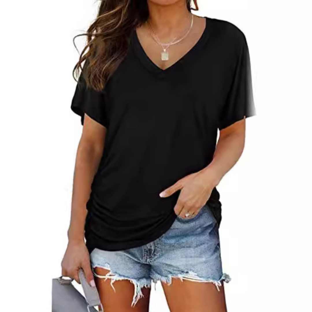 Effortless Blouse for Women with V Neck