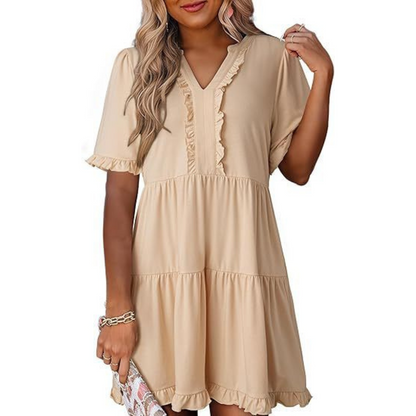 Elegant Mini Dress for Women with V Neck