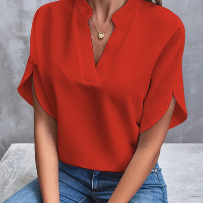 Elegant Blouse for Women with V Neck Draped