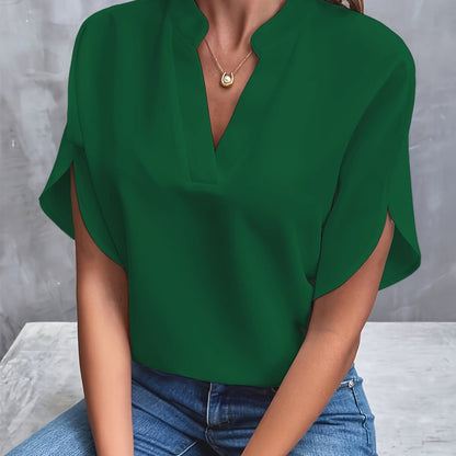 Elegant Blouse for Women with V Neck Draped
