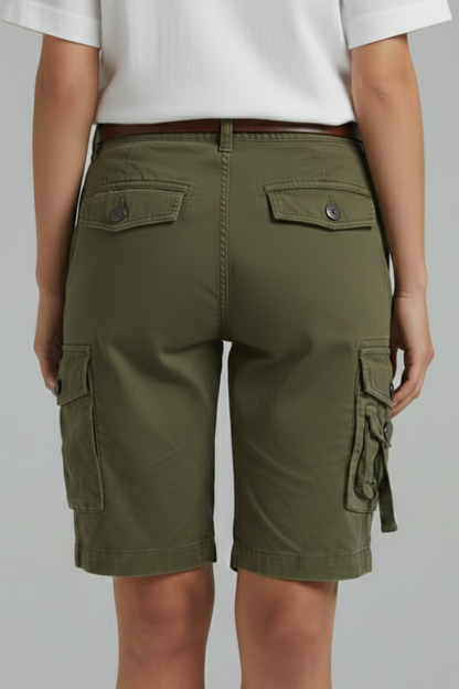 Stylish Cargo Shorts for Women with High Waist Utility Pocket Belt Loop Casual Style