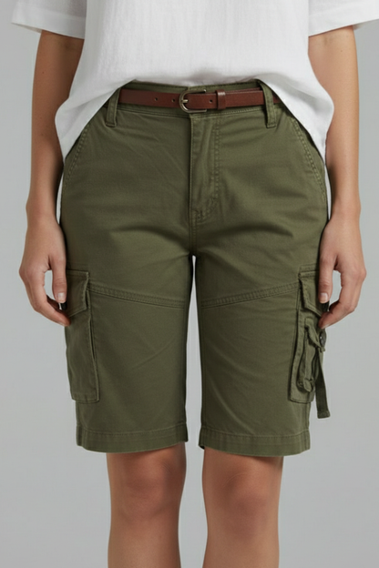 Stylish Cargo Shorts for Women with High Waist Utility Pocket Belt Loop Casual Style