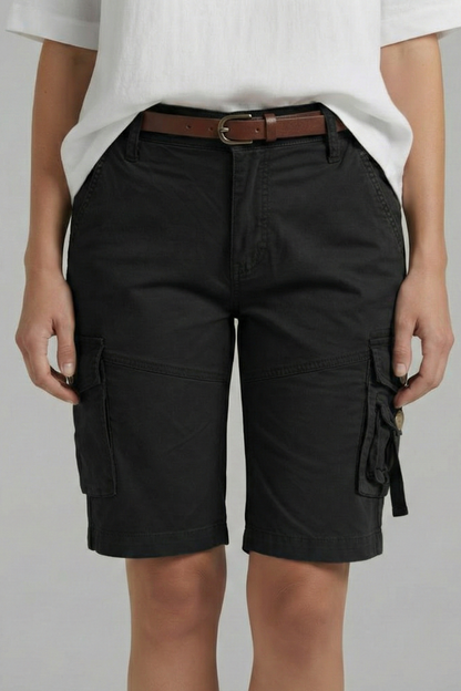 Stylish Cargo Shorts for Women with High Waist Utility Pocket Belt Loop Casual Style
