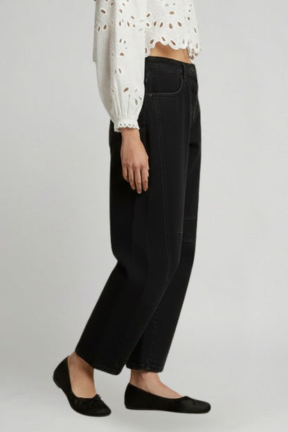 Effortless Relaxed Black Jeans for Women with High Waist Straight Leg Style