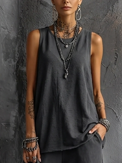 Stylish Two Piece Set for Women with Sleeveless Vest Tank Top Cargo Jogger Pants Casual Streetwear Style