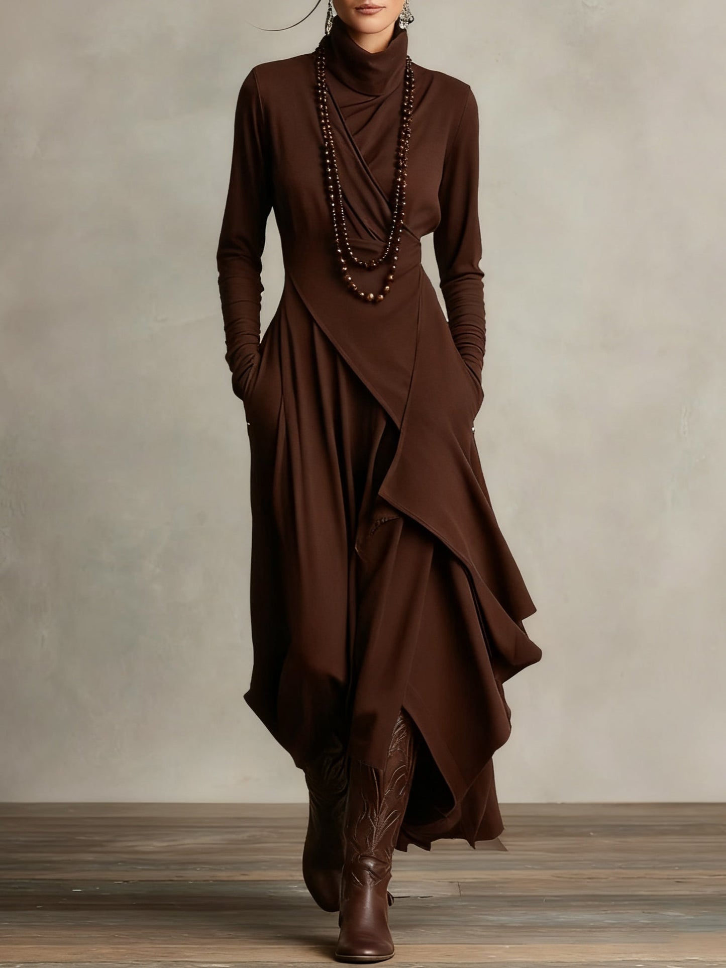 Effortless Maxi Dress for Women with High Neck