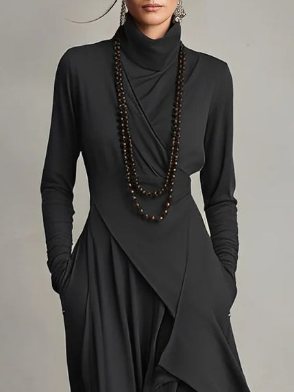 Effortless Maxi Dress for Women with High Neck