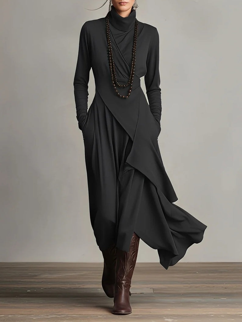 Effortless Maxi Dress for Women with High Neck