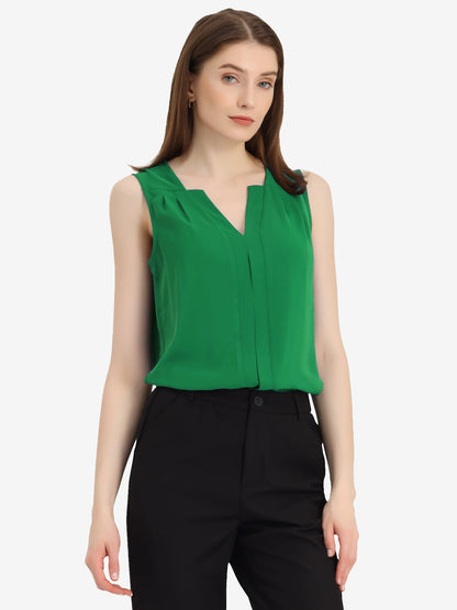 Effortless Blouses for Women with V-Neck Sleeveless Ruffle Placket Style