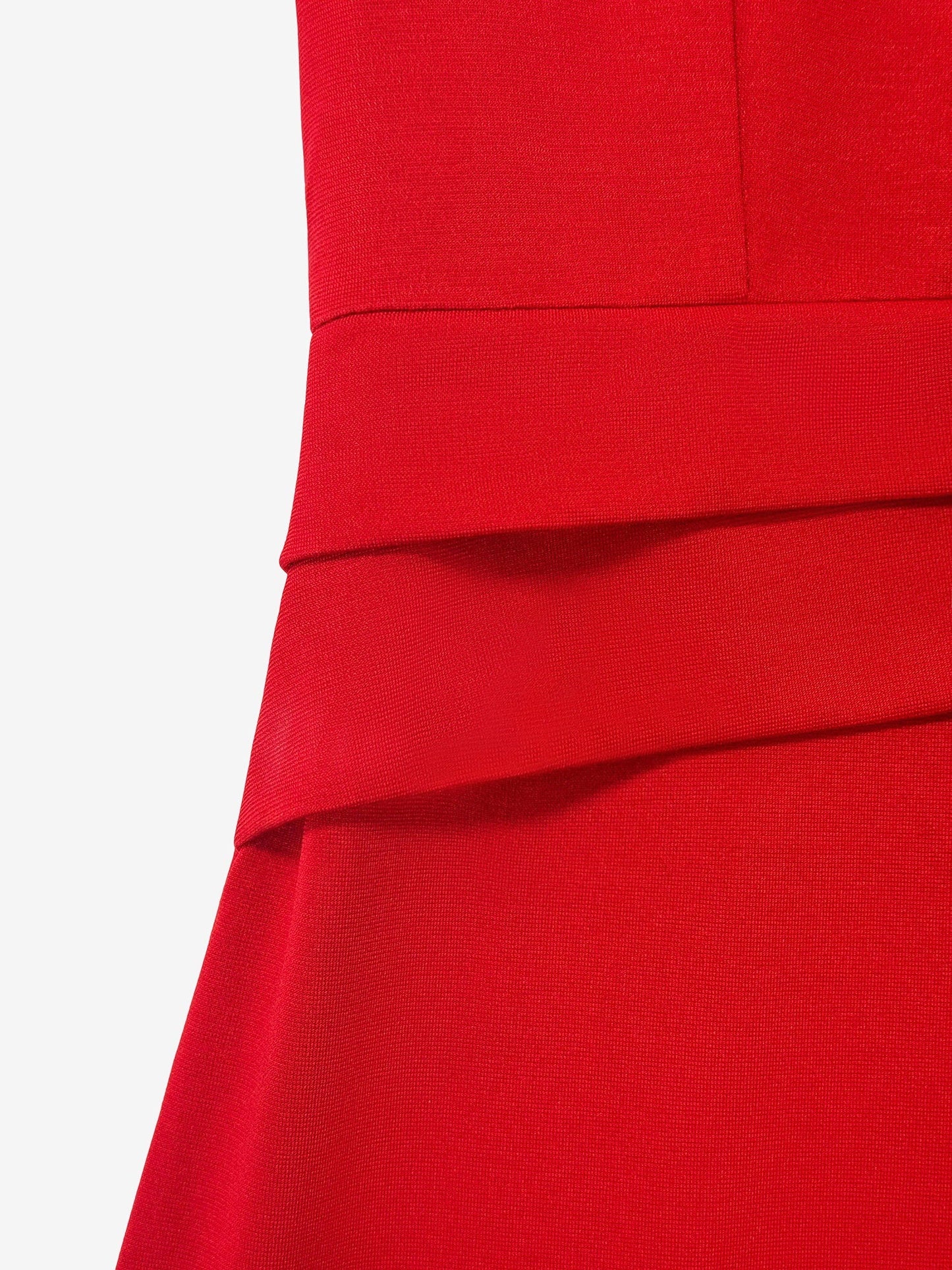 Elegant Red Bodycon Dress for Women with Round Neck Elbow Sleeve Peplum Waist Style