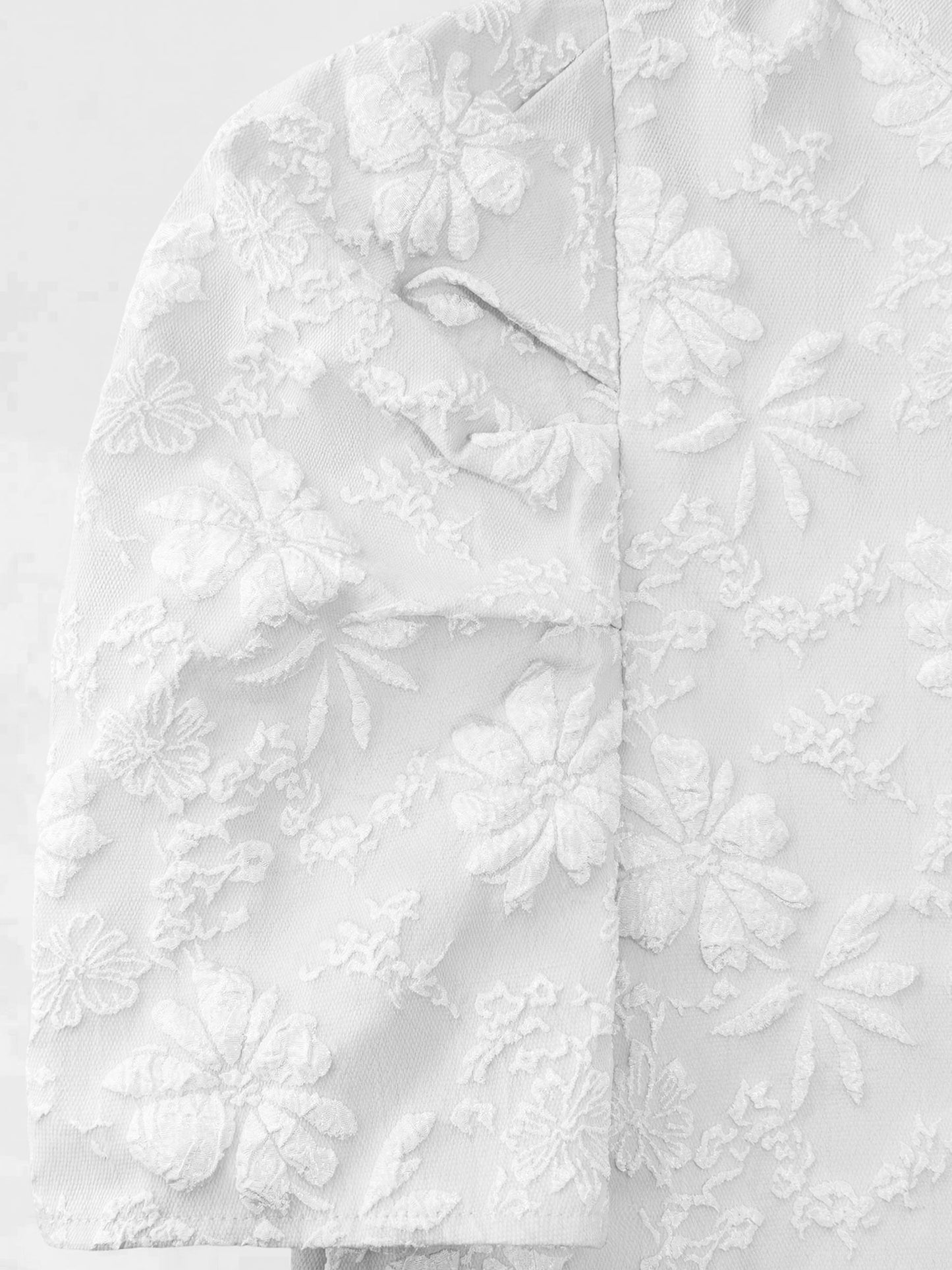 Elegant Floral Shift Dress for Women with Round Neck Puff Sleeve Jacquard Style