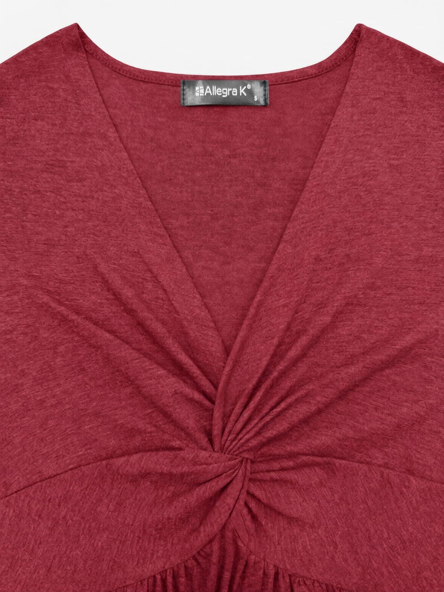 Effortless Twist Front Mini Dress for Women with V-Neck Short Sleeve Flowing Style