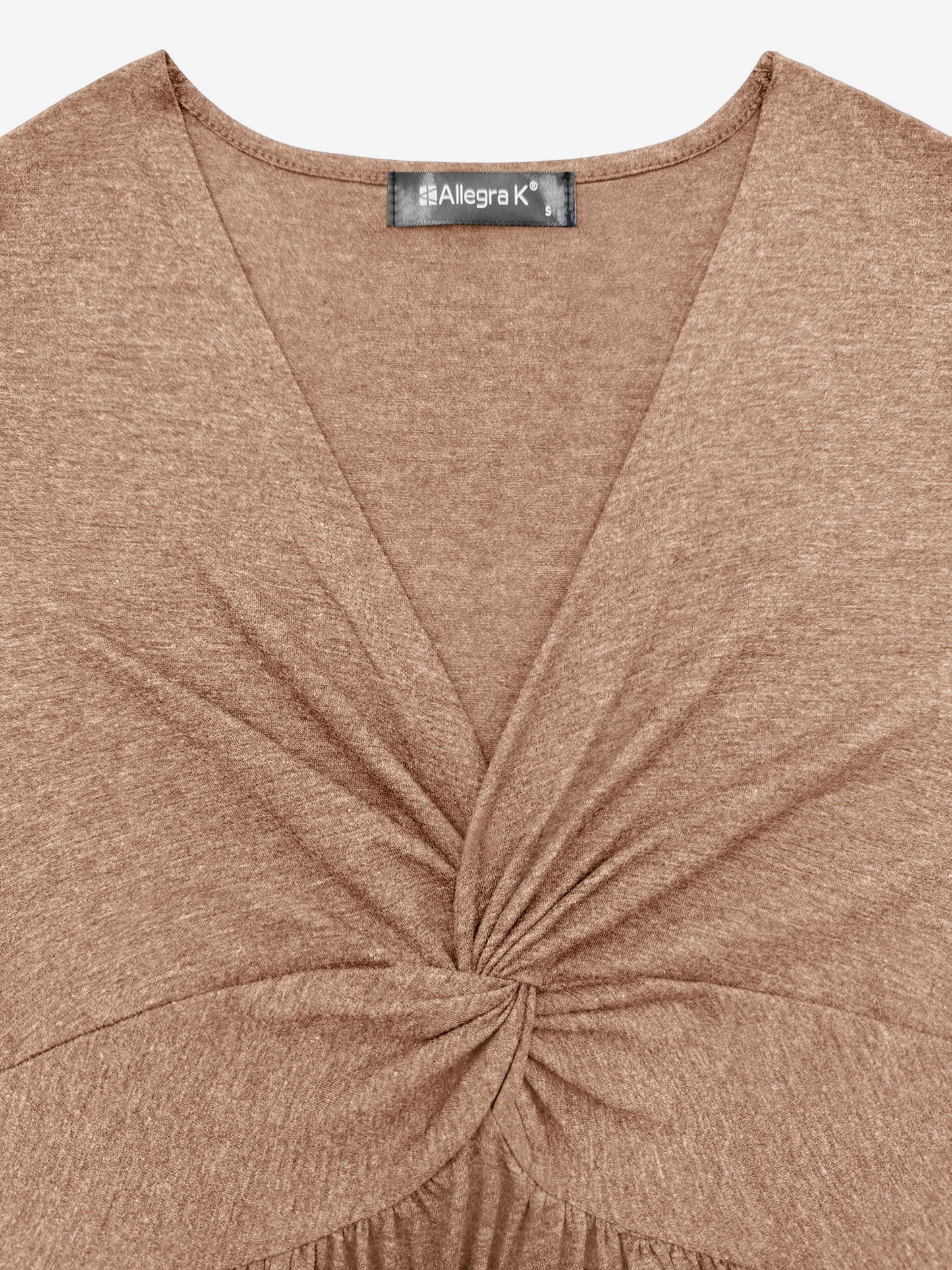 Effortless Twist Front Mini Dress for Women with V-Neck Short Sleeve Flowing Style