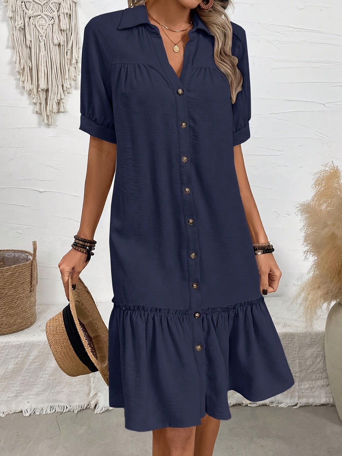 Stylish Midi Dress for Women with Pleated