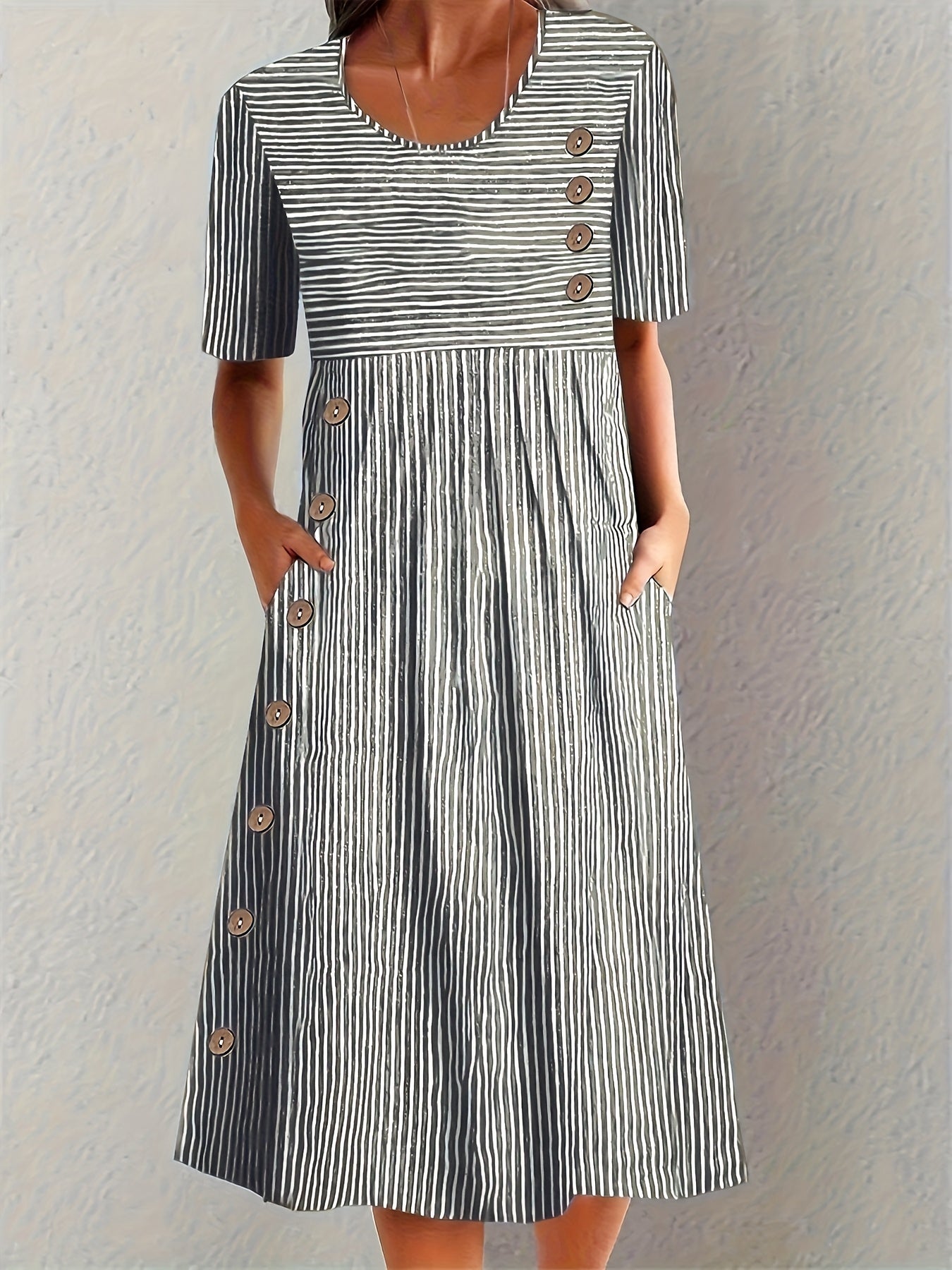 Effortless Striped Midi Dress for Women