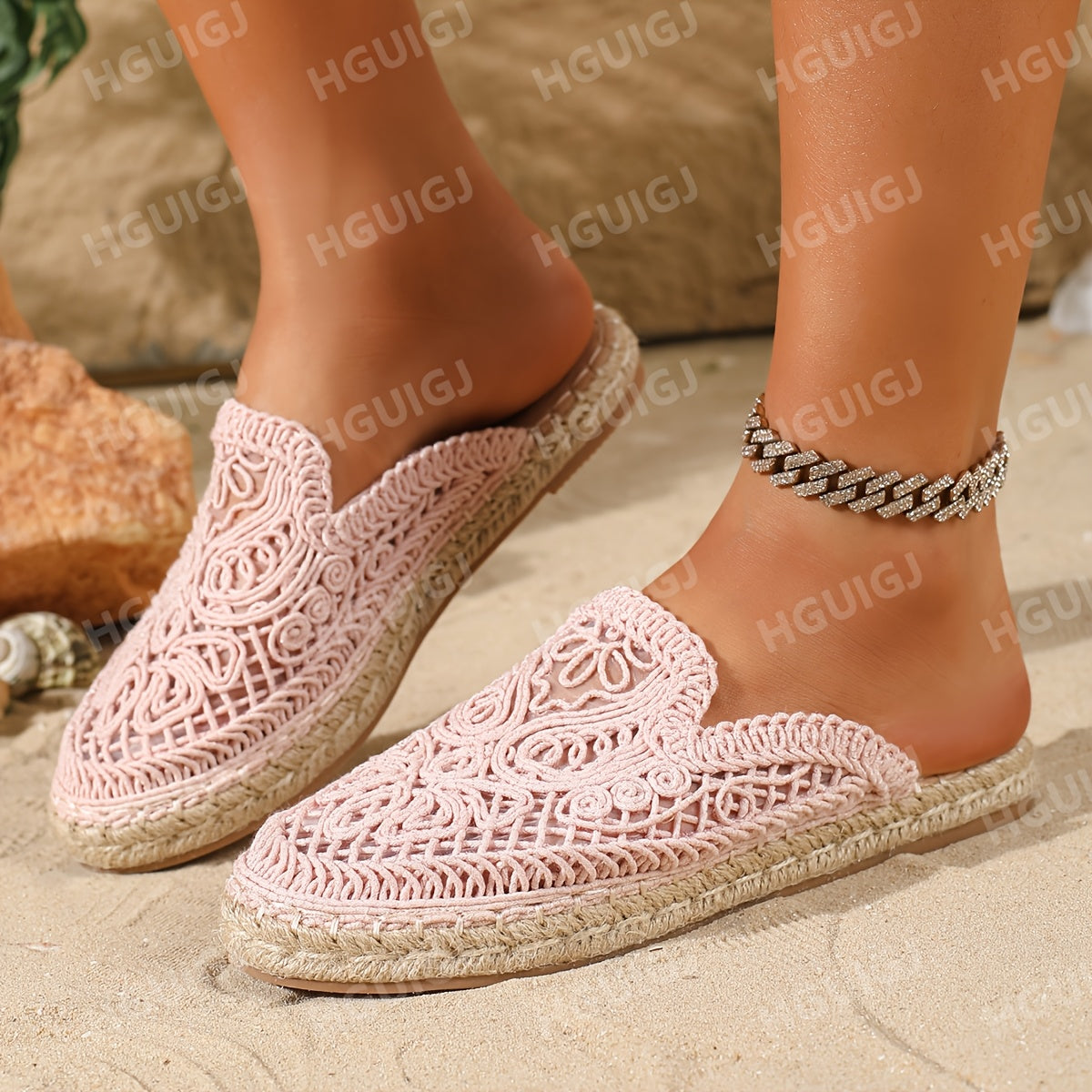 Comfortable Mules for Women with Slip On Woven Cushioned Style