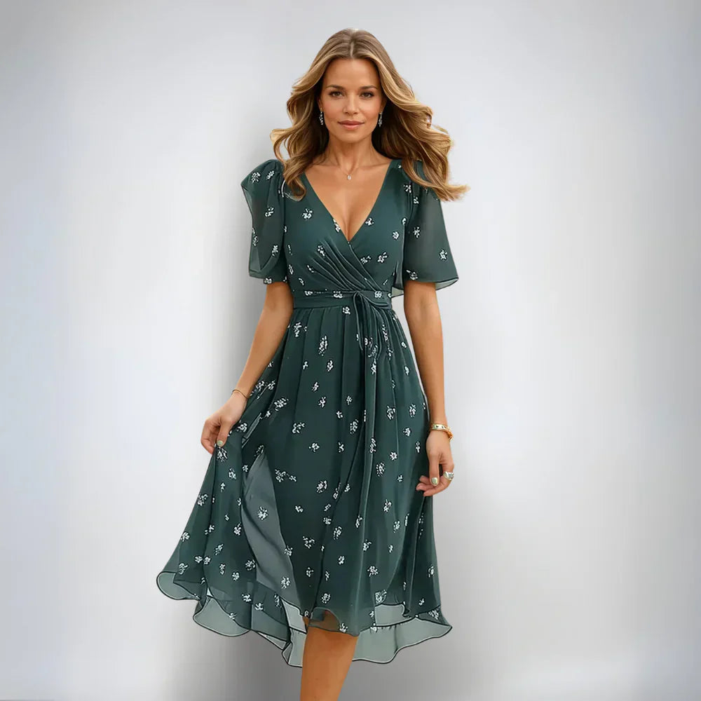 Effortless Dress for Women with V Neck Short Sleeve