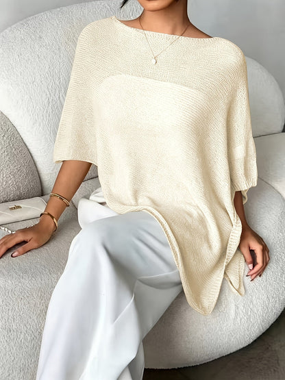Effortless Poncho Shirts for Women with Asymmetric Hem Oversized Knit Style
