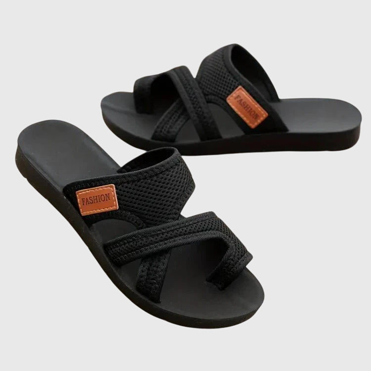 Comfortable Sandals for Women with Open Toe Double Strap Mesh Upper Cutout Flat Sole Casual Summer Style