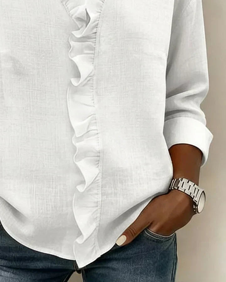 Stylish Blouse for Women with V Neck Long Sleeve