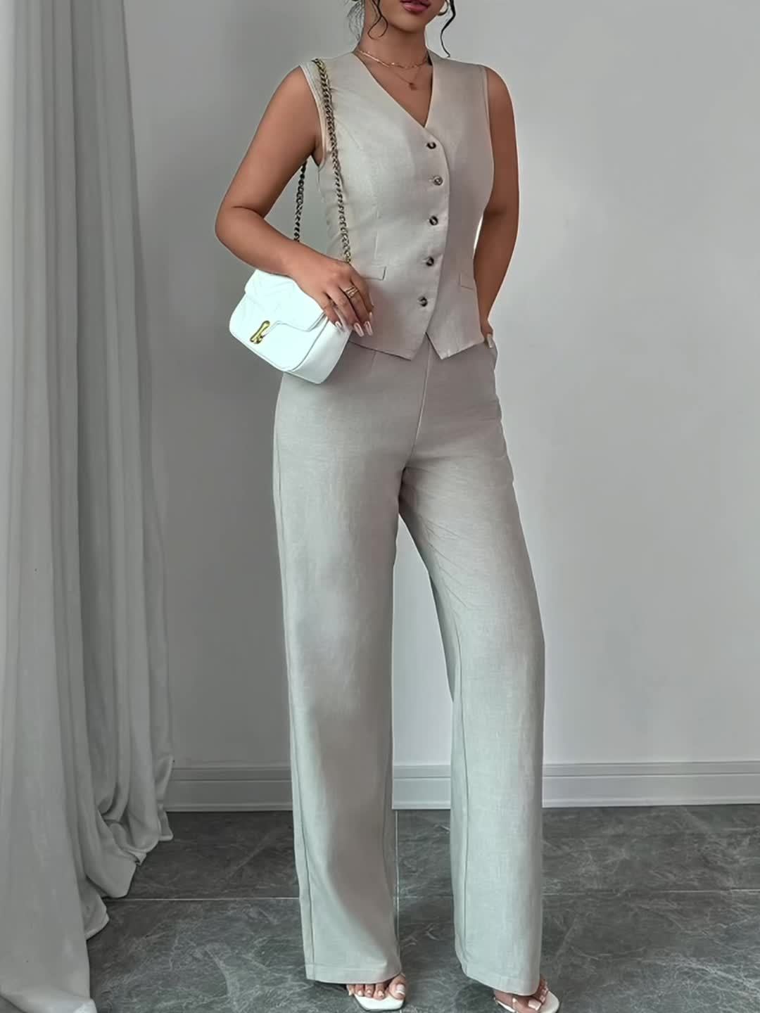Comfortable Two Piece Set for Women with Wide Leg