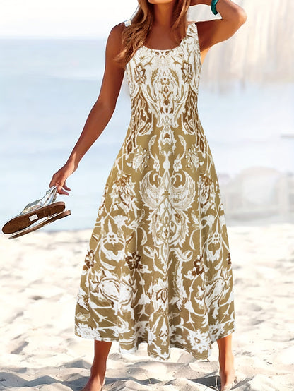 Effortless Floral Maxi Dress for Women with Sleeveless Casual Style