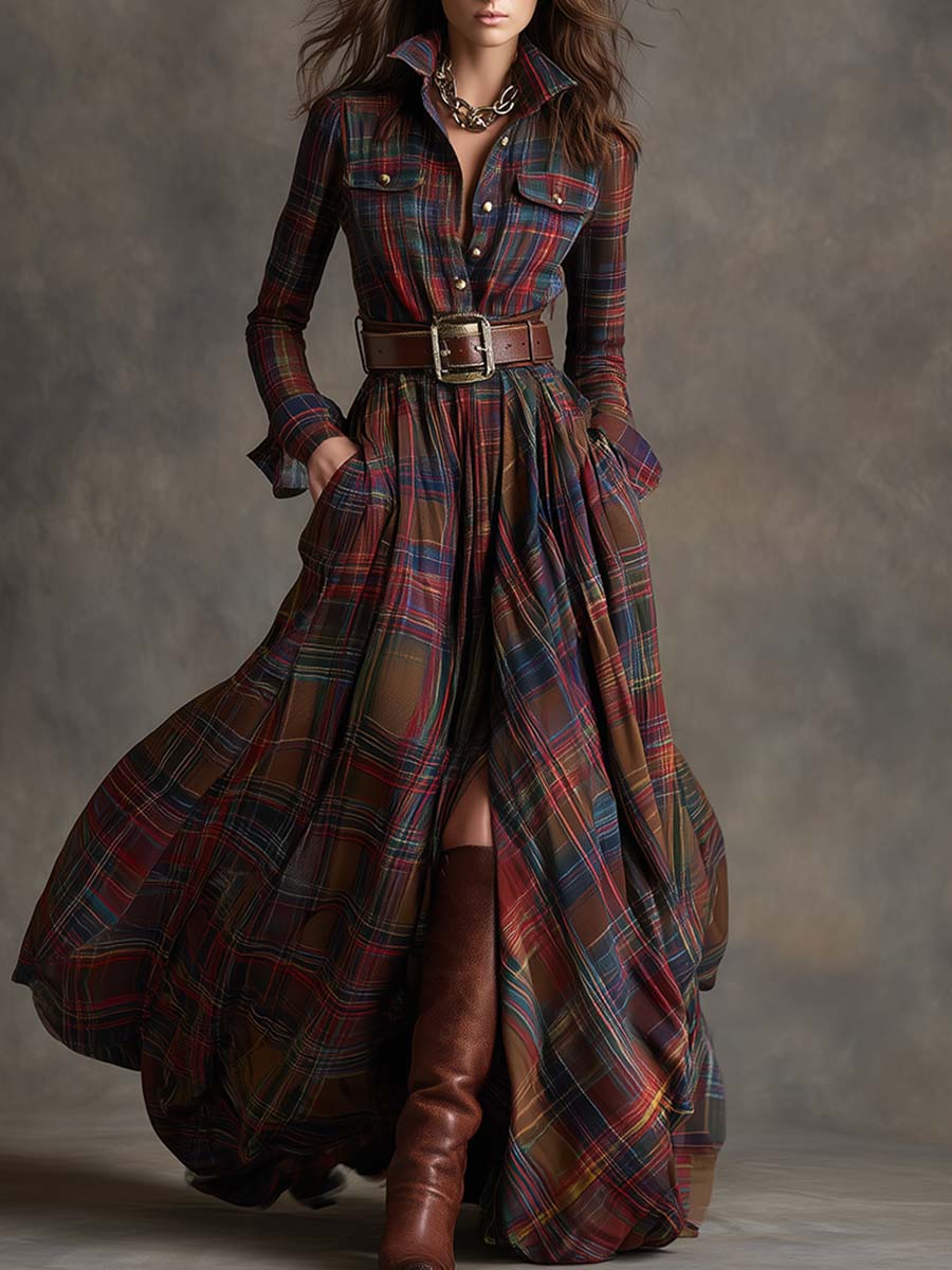 Stylish Shirt Dress for Women with Belted Button Up