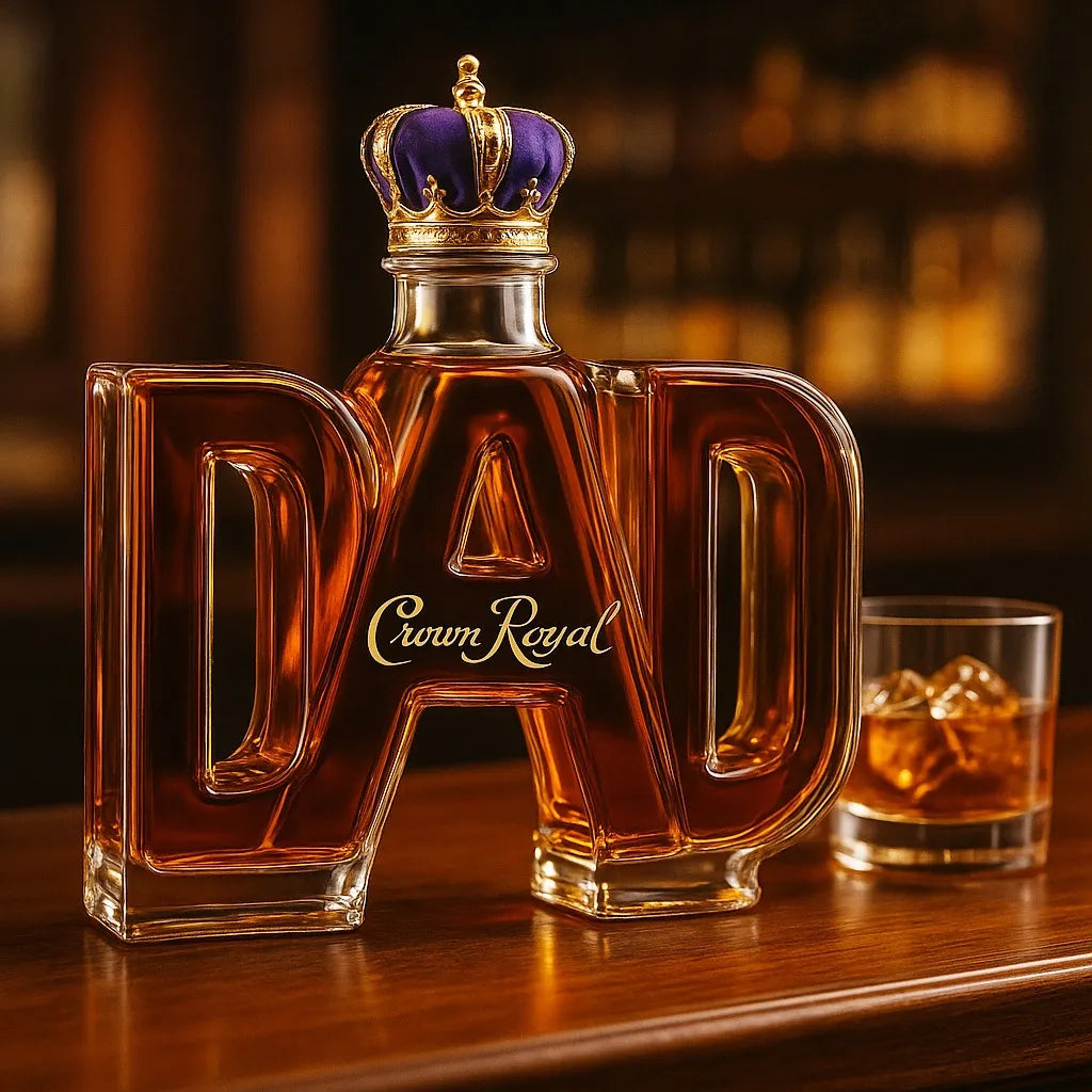 Stylish Whisky Decanter Bottle Gift Set with Dad Design