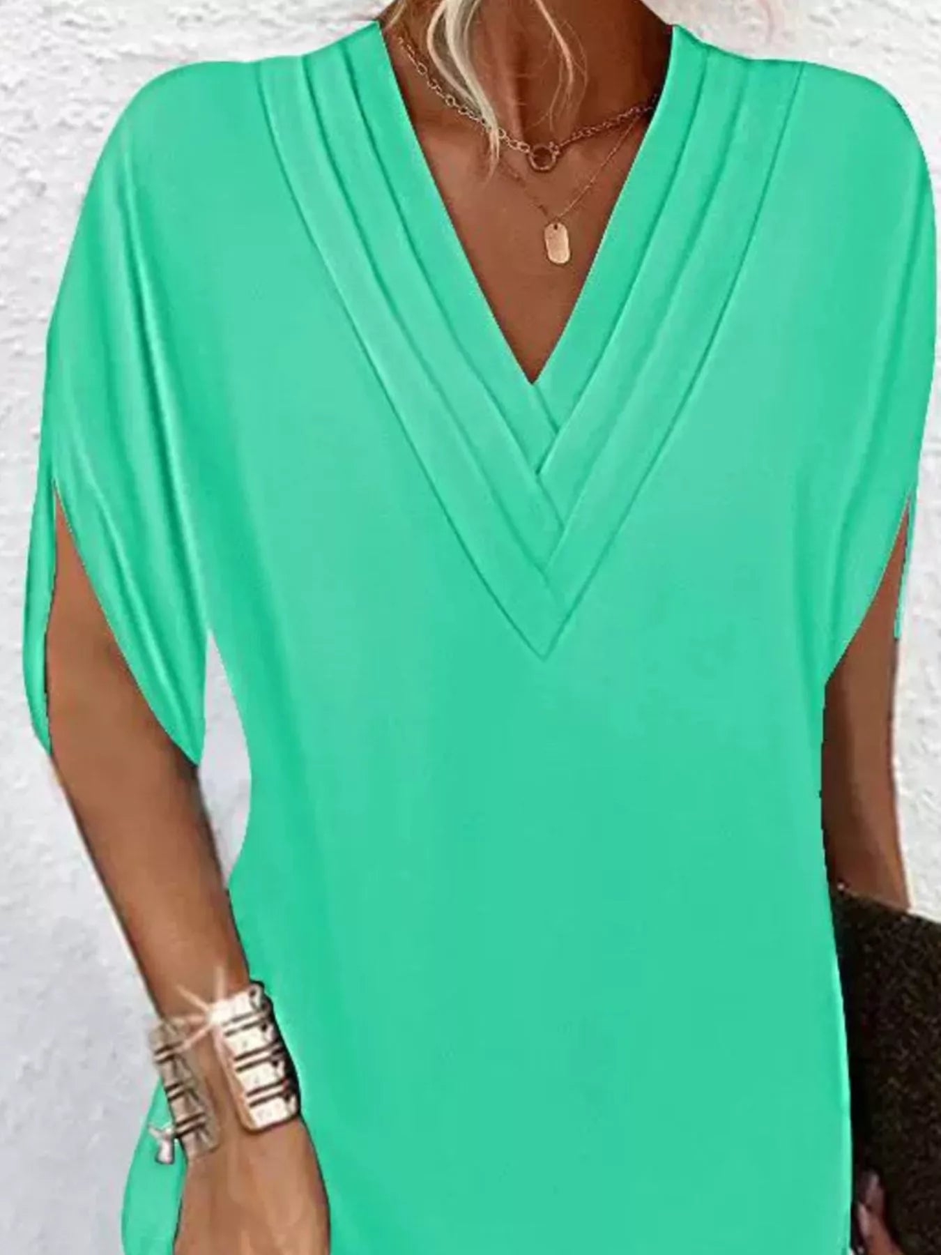 Stylish Mini Dress for Women with V Neck Slit