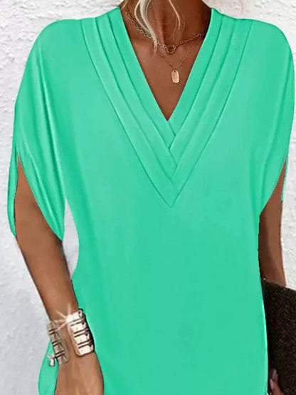 Stylish Mini Dress for Women with V Neck Slit