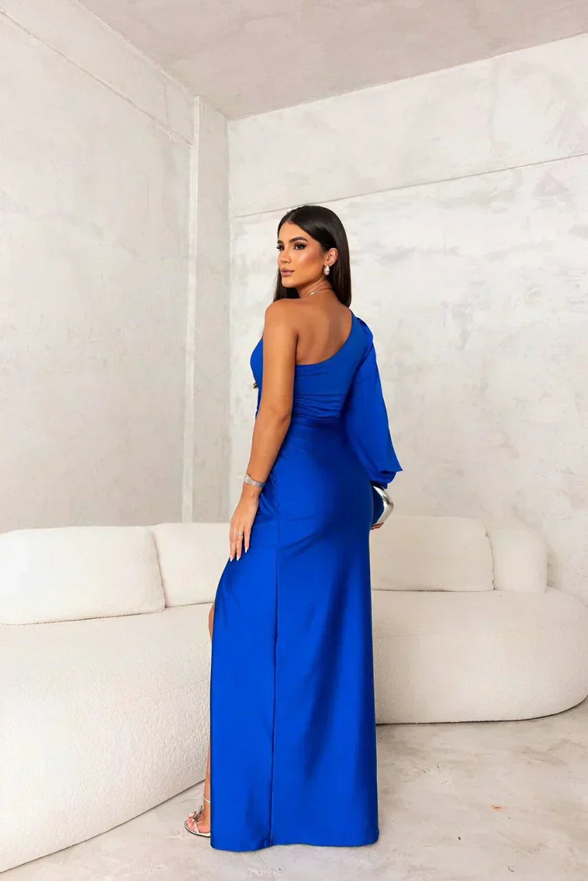 Elegant Maxi Dress for Women with One Shoulder Formal Wedding Guest Style