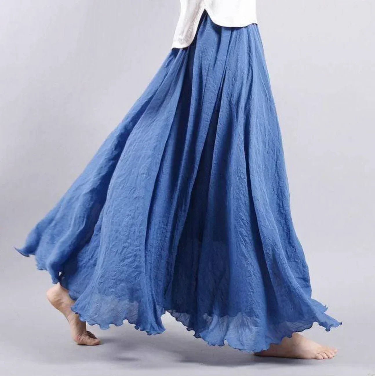 Effortless Cotton Maxi Skirt for Women with High Waist Flowing A-Line Boho Casual Style
