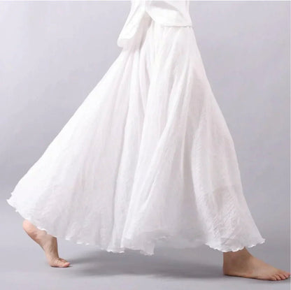 Effortless Cotton Maxi Skirt for Women with High Waist Flowing A-Line Boho Casual Style