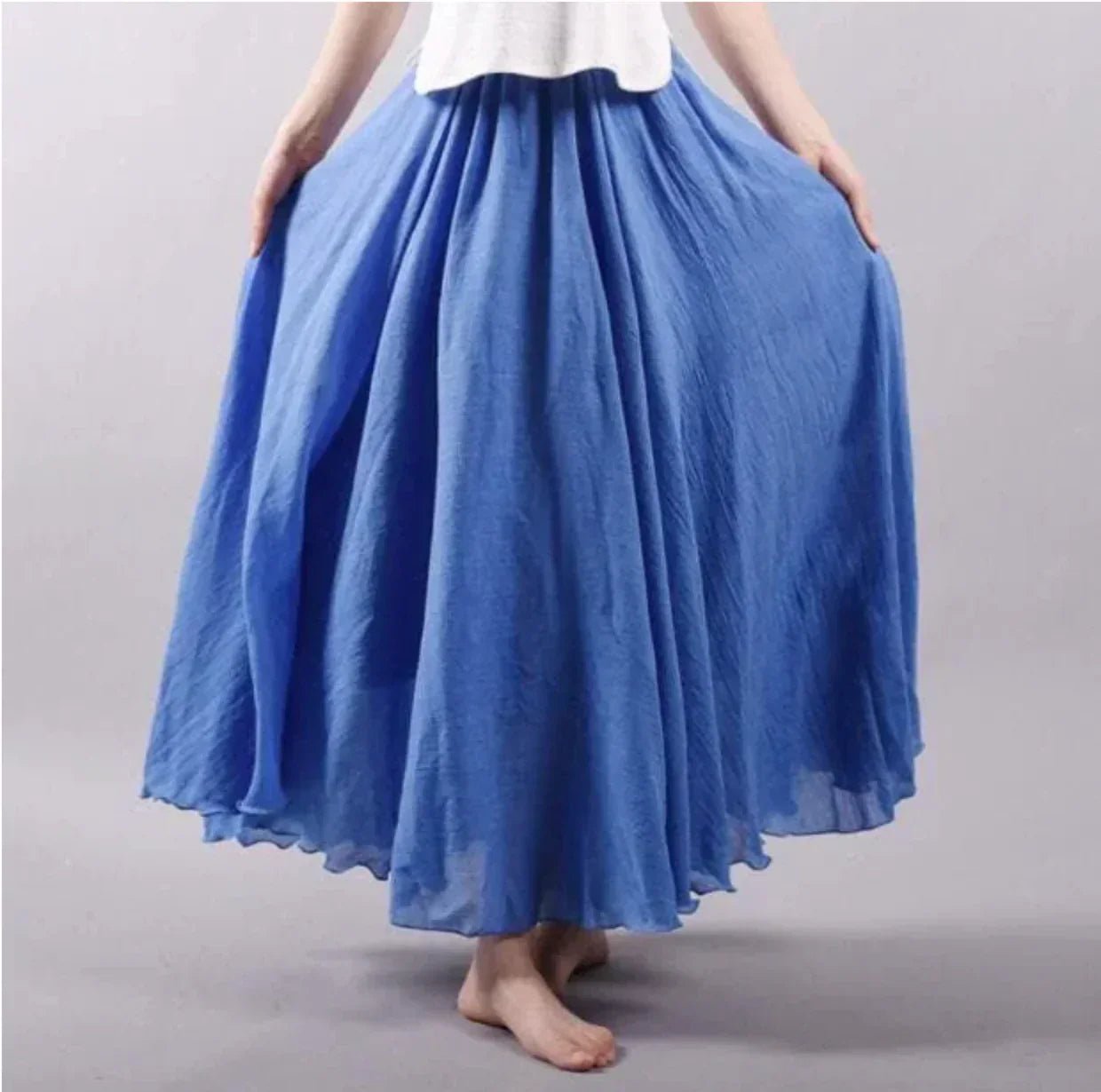 Effortless Cotton Maxi Skirt for Women with High Waist Flowing A-Line Boho Casual Style