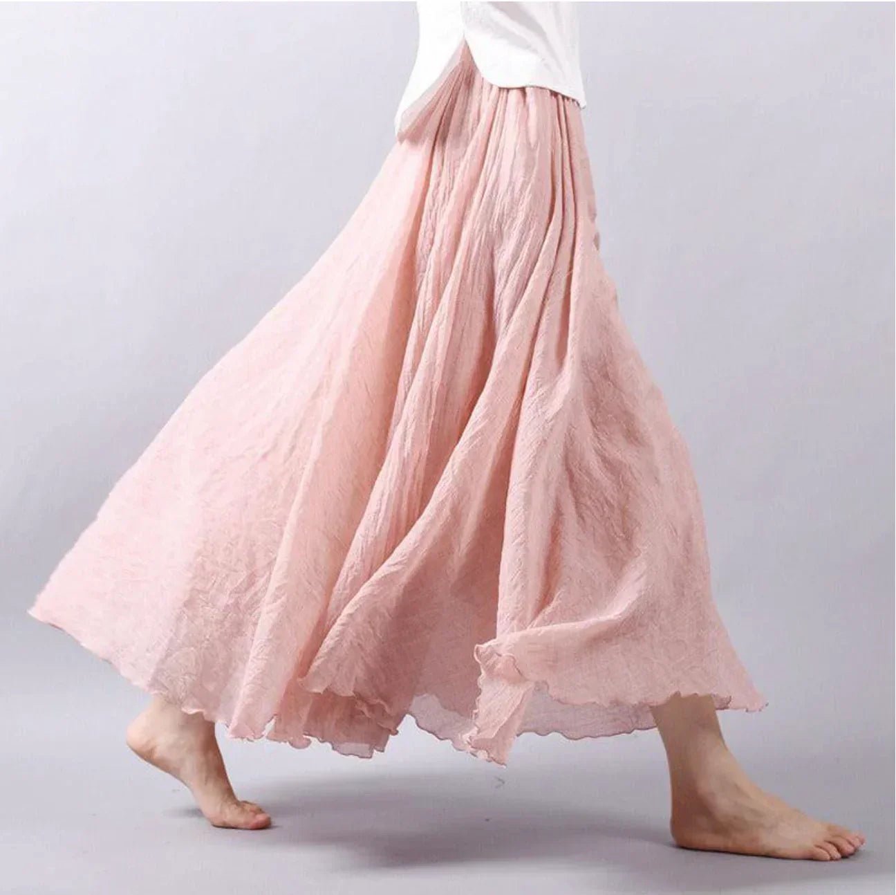 Effortless Cotton Maxi Skirt for Women with High Waist Flowing A-Line Boho Casual Style