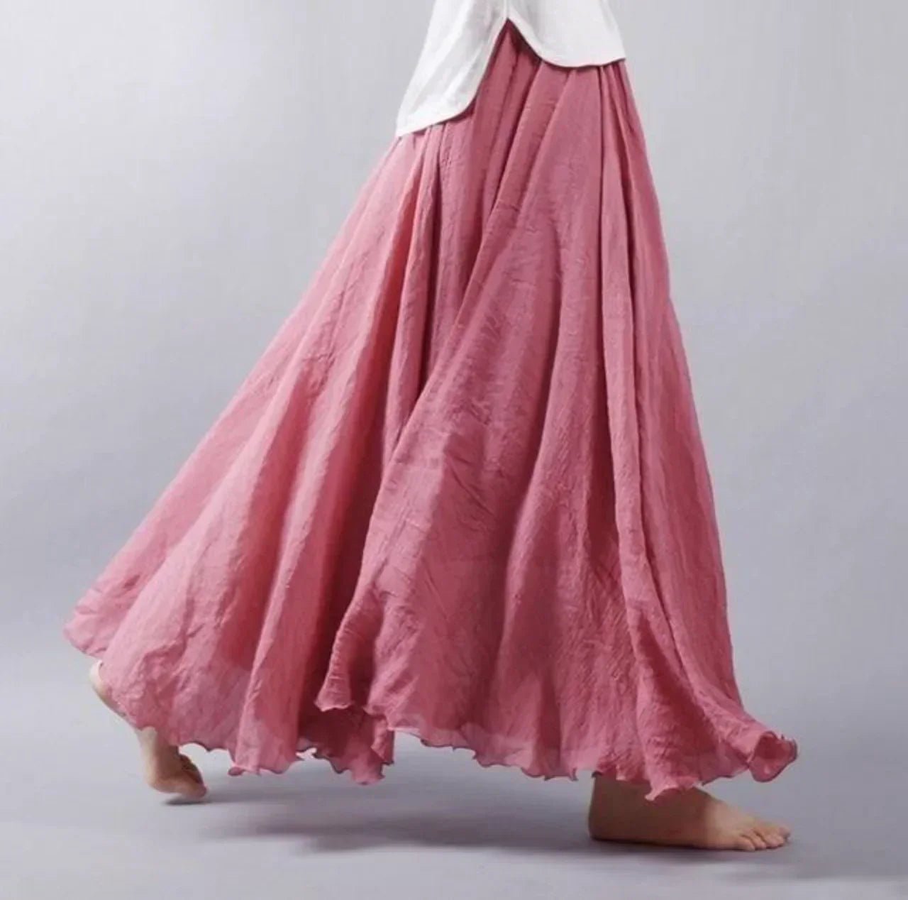 Effortless Cotton Maxi Skirt for Women with High Waist Flowing A-Line Boho Casual Style