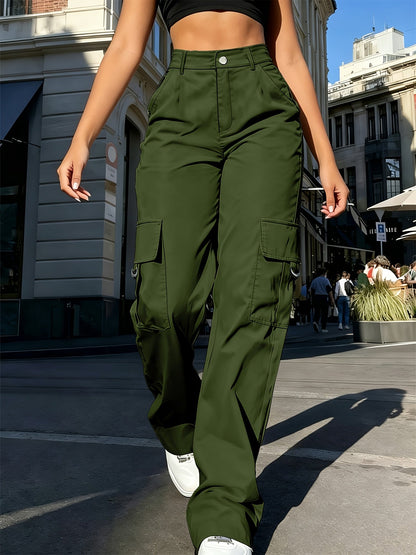 Effortless Cargo Pants for Women with High Waist Wide Leg Pocket Style