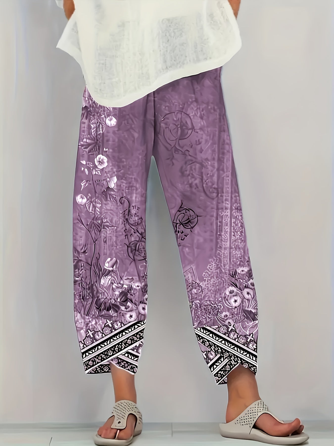 Comfortable Pants for Women with Cropped Elastic Waist