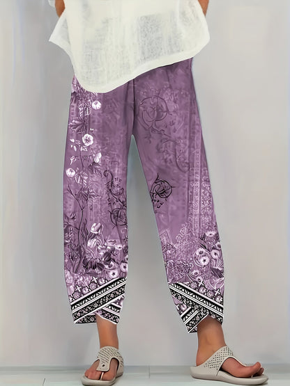 Comfortable Pants for Women with Cropped Elastic Waist