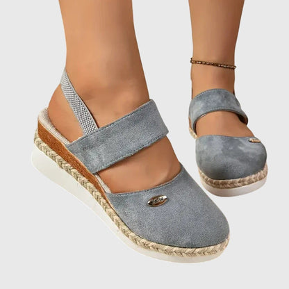 Comfortable Orthopedic Sandals for Women with Espadrille Wedge Elastic Strap Closed Toe Casual Summer Style