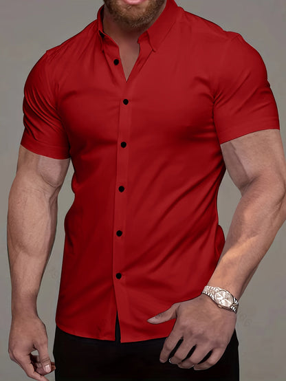 Comfortable Button Down Shirt for Men with Short Sleeve
