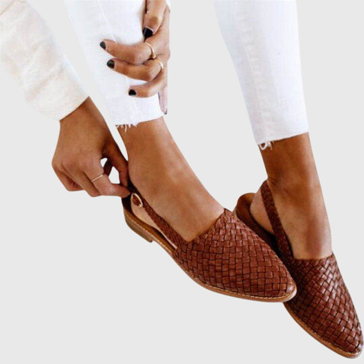 Comfortable Woven Loafer for Women with Pointed Toe Slip On Flat Orthopedic Casual Style