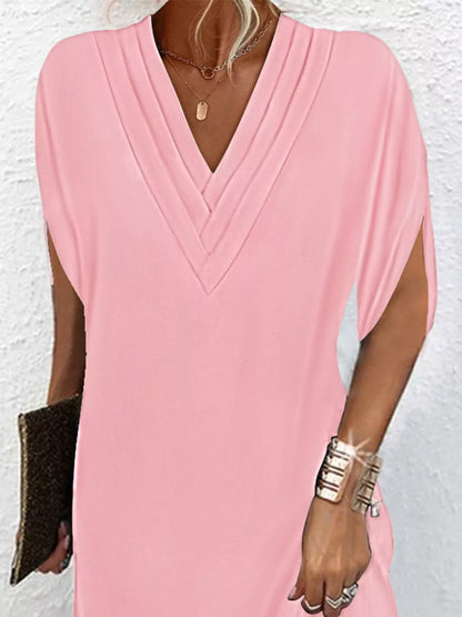 Stylish Mini Dress for Women with V Neck Slit