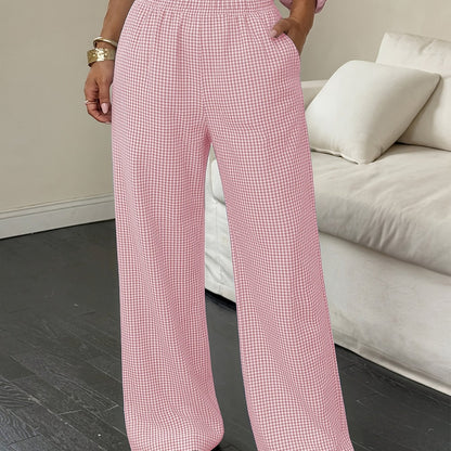 Effortless Linen Wide Leg Pants for Women with High Waist Pocket Flowing Relaxed Casual Style
