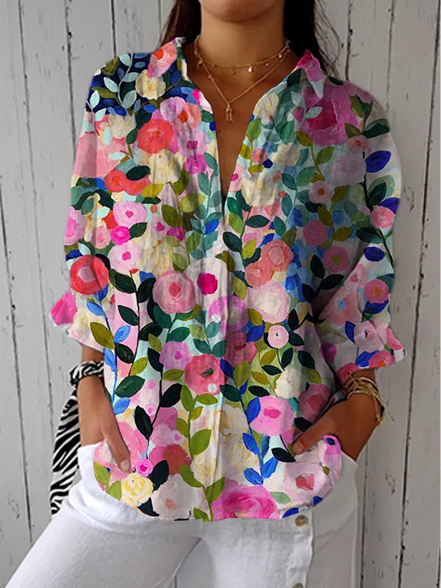 Stylish Floral Canvas Blouse for Women