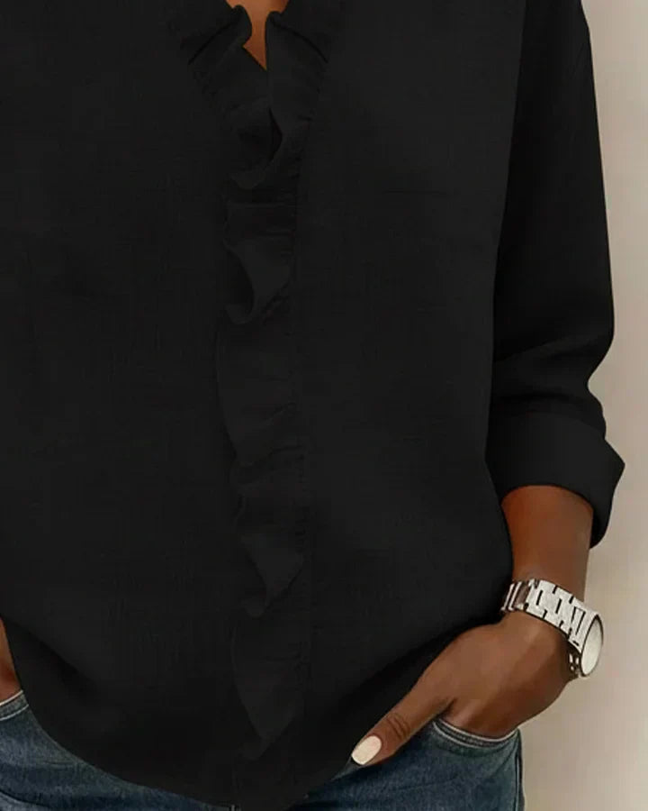 Stylish Blouse for Women with V Neck Long Sleeve